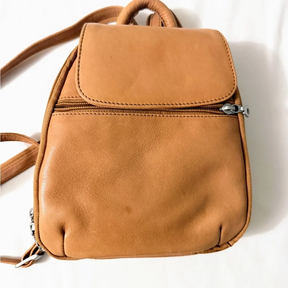 Paul & Taylor Genuine Leather Mini Backpack Tan Convertible Bag Soft Leather USA